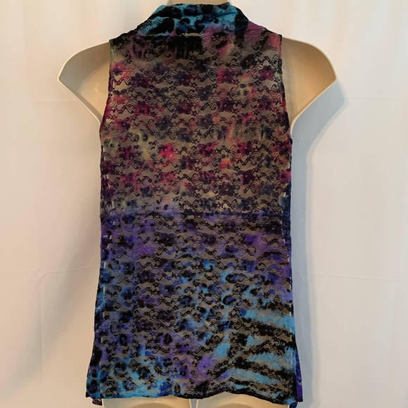 NWOT Pyramid Collection Lace Blue Purple Vest XL - Picture 3 of 4